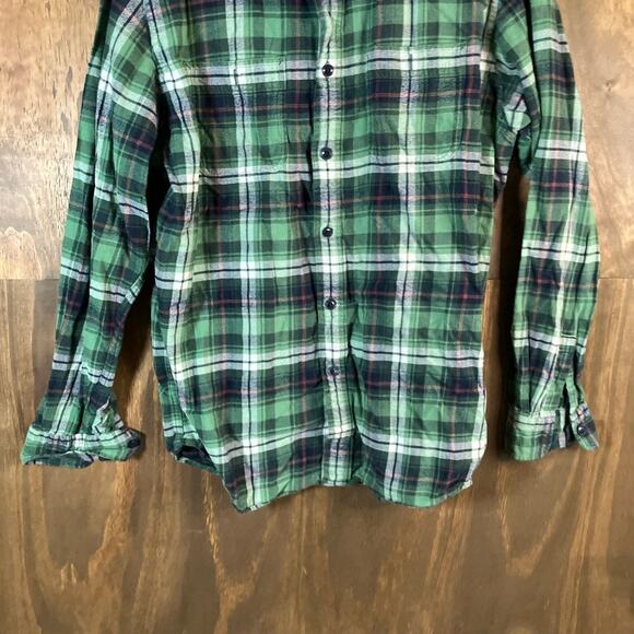 Uniqlo Mens Shirt Green White Plaid Flannel Button Down 100% Cotton XLarge - Picture 3 of 13
